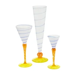 Sektgläser|Farbige Gläser^Art Glass Trinkkelch mit Ringen, Spiral Chaos 300ml, aus Glas