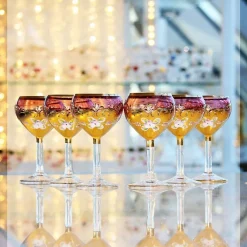 Weingläser|Farbige Gläser^Art Glass Trinkkelch Red Queen 100 ml, Rot/Gold, aus Glas