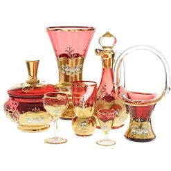 Weingläser|Farbige Gläser^Art Glass Trinkkelch Red Queen 100 ml, Rot/Gold, aus Glas