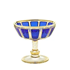 Sektgläser|Farbige Gläser^Art Glass Trinkschale Blue Queen 14,5 cm, Blau/Gold, aus Glas