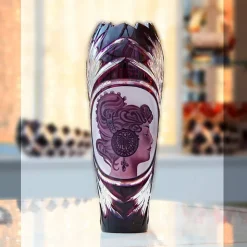 Vasen^Art Glass Vase handgeschliffen mit Lilie 