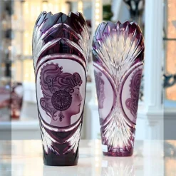 Vasen^Art Glass Vase handgeschliffen mit Lilie 