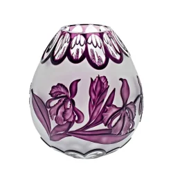 Vasen^Art Glass Vase handgeschliffen mit Rose "King" (21cm)