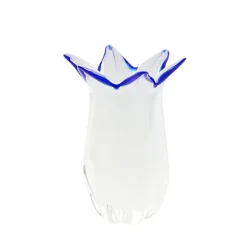 Vasen^Art Glass Vase White Queen 23 cm, Weiß/Blau, aus Glas