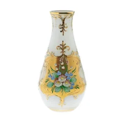 Vasen^Art Glass Vase White Queen 25 cm, Weiß/Gold, aus Glas