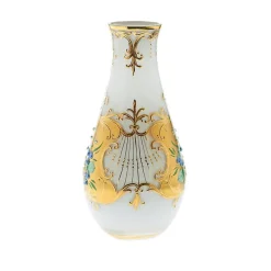 Vasen^Art Glass Vase White Queen 25 cm, Weiß/Gold, aus Glas