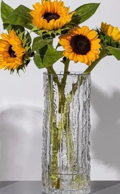 Vasen^Cristalica Vase-Blumenvase mit Streifen, Transparent Höhe ca. 25cm