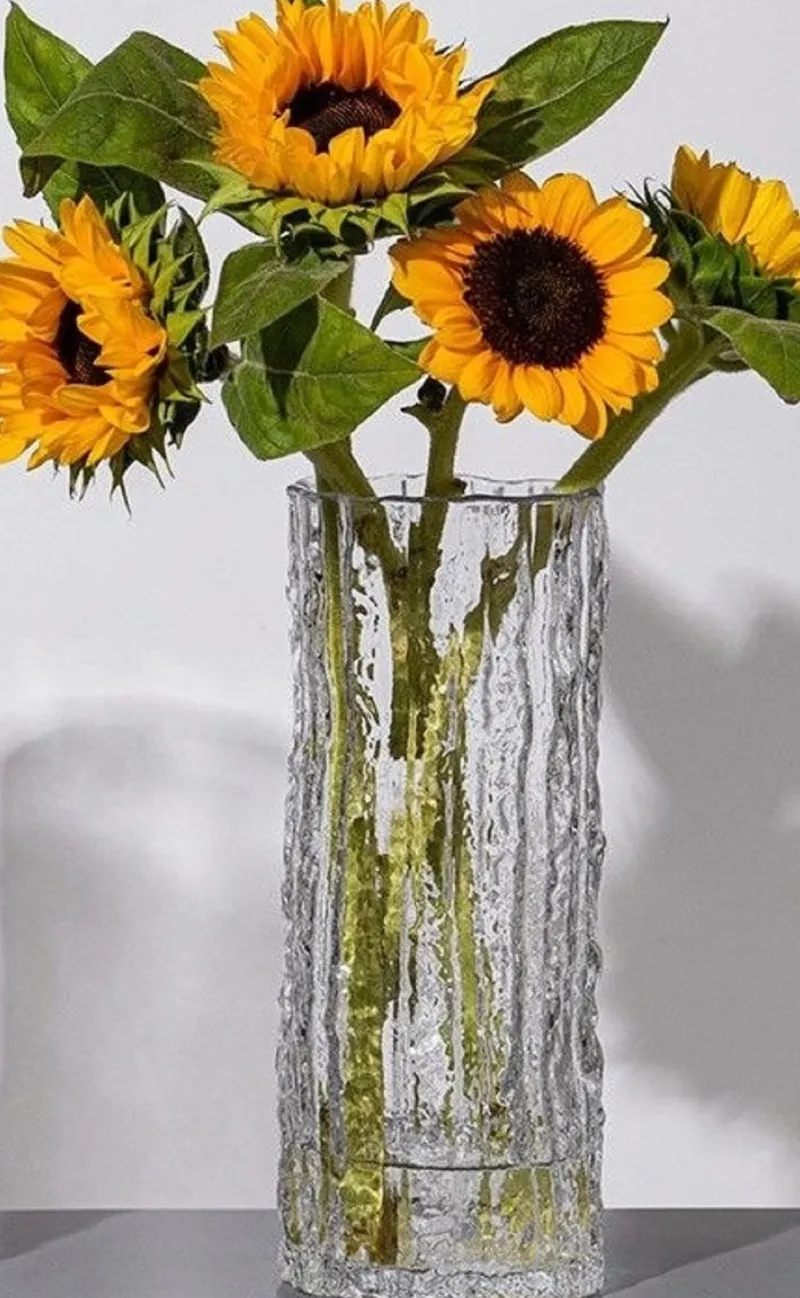 Vasen^Cristalica Vase-Blumenvase mit Streifen, Transparent Höhe ca. 25cm