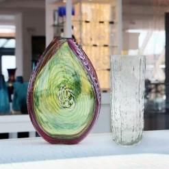 Vasen^Cristalica Vase-Blumenvase mit Streifen, Transparent Höhe ca. 25cm