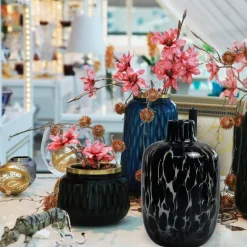 Vasen^Cristalica Vase-Blumenvase Modern , Schwarz/Transparent