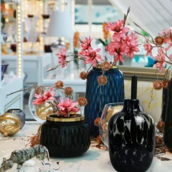 Vasen^Cristalica Vase-Blumenvase Modern , Schwarz/Transparent