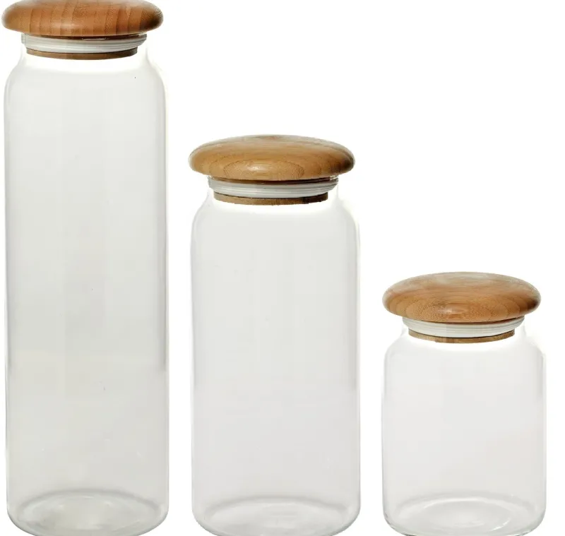 Küchenzubehör^Cristalica Vorratsglas Vorratsdose luftdicht mit Holzdeckel div. Größen