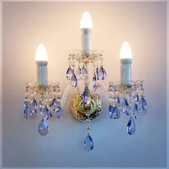 Leuchter & Lampen^Beleuchtung Wandleuchter Elisa blue Erleuchtung, Gold/Transparent/Blau, aus Glas