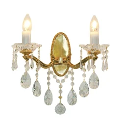 Leuchter & Lampen^Beleuchtung Wandleuchter Helene Erleuchtung, Gold/Bronze/Transparent, aus Glas