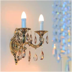 Leuchter & Lampen^Beleuchtung Wandleuchter Laura bronze Erleuchtung, Bronze/Gold, aus Glas