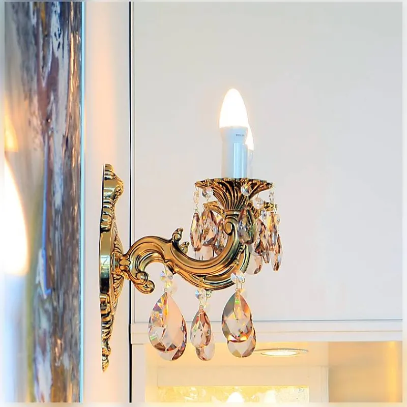 Leuchter & Lampen^Beleuchtung Wandleuchter Laura bronze Erleuchtung, Bronze/Gold, aus Glas