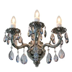 Leuchter & Lampen^Beleuchtung Wandleuchter Laura silver Erleuchtung, Grau/Bronze/Gold, aus Glas