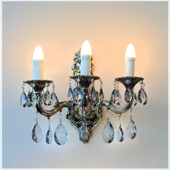 Leuchter & Lampen^Beleuchtung Wandleuchter Laura silver Erleuchtung, Grau/Bronze/Gold, aus Glas