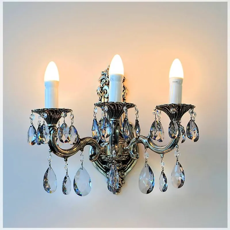 Leuchter & Lampen^Beleuchtung Wandleuchter Laura silver Erleuchtung, Grau/Bronze/Gold, aus Glas