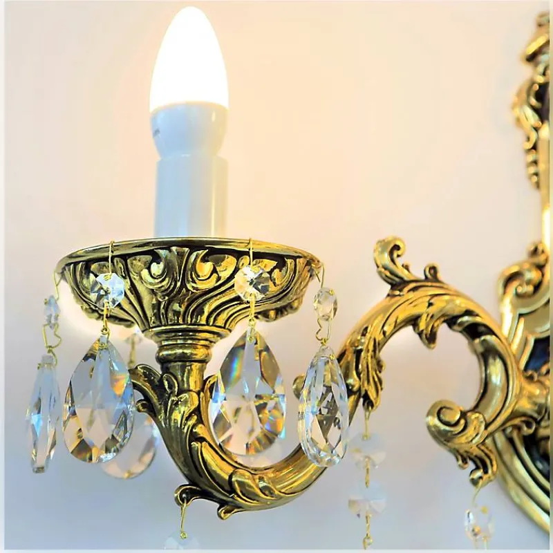 Leuchter & Lampen^Beleuchtung Wandleuchter Leana Erleuchtung, Gold/Transparent, aus Glas