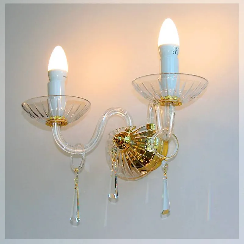 Leuchter & Lampen^Beleuchtung Wandleuchter Marina Erleuchtung, Gold/Transparent, aus Glas