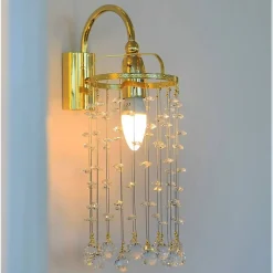 Leuchter & Lampen^Beleuchtung Wandleuchter Tialda Erleuchtung, Gold/Transparent, aus Glas