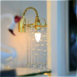 Leuchter & Lampen^Beleuchtung Wandleuchter Tialda Erleuchtung, Gold/Transparent, aus Glas