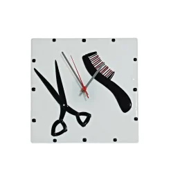 Uhren^Cristalica Wanduhr Friseur "Clockworld" (25x25cm)