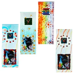 Uhren|Bilderrahmen^Cristalica Wanduhr Orange Welle 