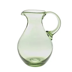 Kanne & Krug^Art Glass Weinkrug Thüringer Waldglas grün 1700ml Wasserkanne Gefäß mit Henkel Handmade
