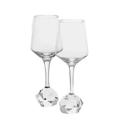 Weingläser^Fan Unikate Weißweinglas Basic Diamonds 400ml, Transparent, aus Bleikristall