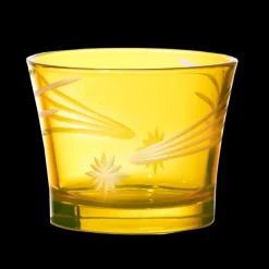 Kerzenhalter^Cristalica Kingdom Windlicht aus Bleikristall, gelb (7x9cm)