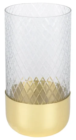Kerzenhalter^Gift Company Windlicht Deko Vase Glas/Metall klar/gold Marylebone 15,5cm