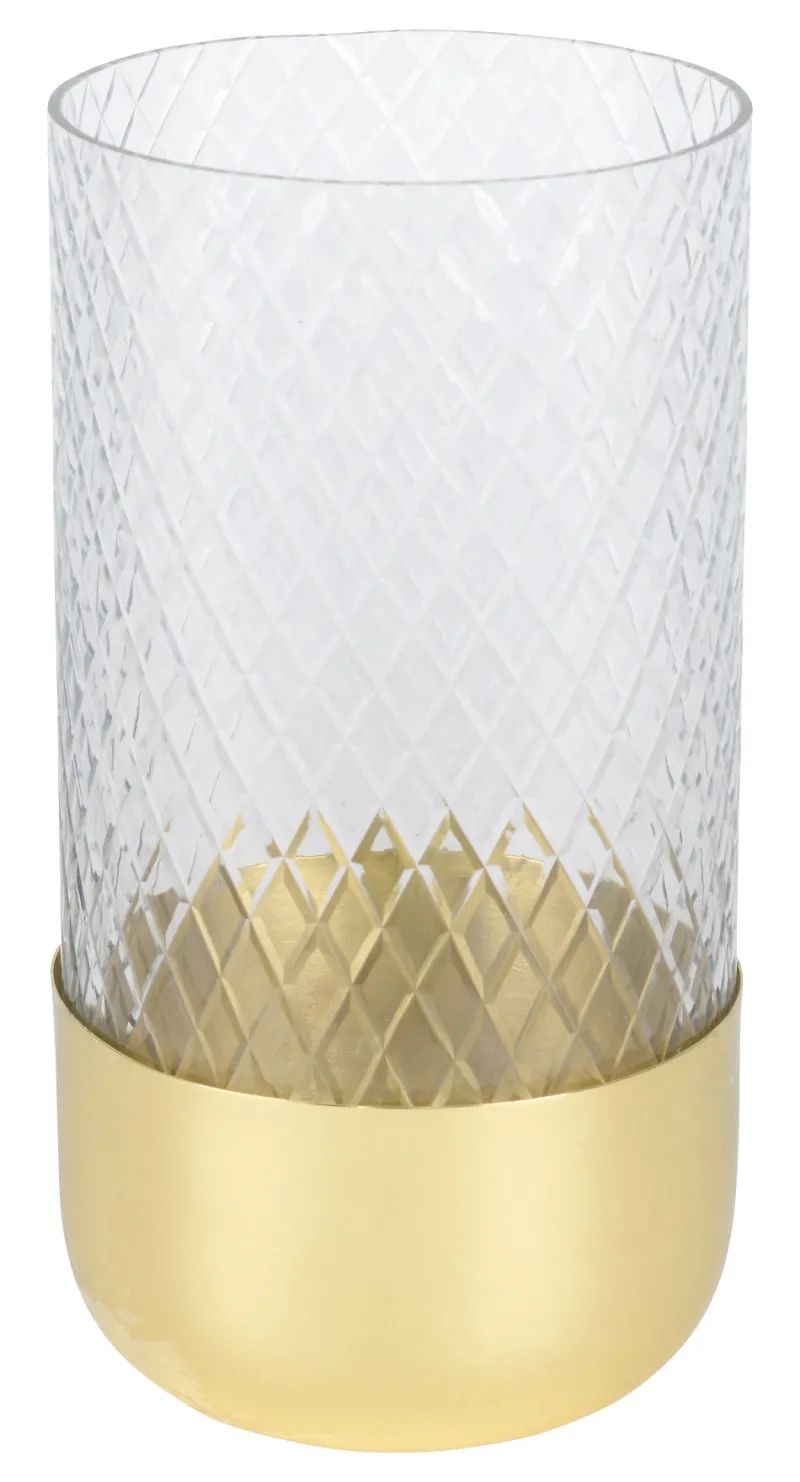 Kerzenhalter^Gift Company Windlicht Deko Vase Glas/Metall klar/gold Marylebone 15,5cm