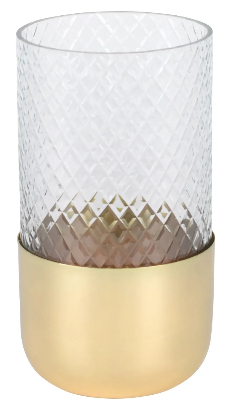 Kerzenhalter^Gift Company Windlicht Deko Vase Glas/Metall klar/gold Marylebone 19cm