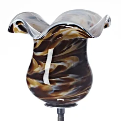 Blüten^Art Glass Windlicht Gartendekoration Blüte Kerzenhalter Glas Handmade 15cm inkl Stab bunt