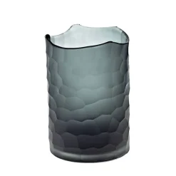 Halloween|Geburtstag^Art Glass Windlicht Kerzenhalter Blumenvase Dekoration Moonlight Höhe 16,5cm grau Handmade