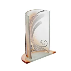 Kerzenhalter^Art Glass Windlicht Kerzenhalter Tischdeko Terrasse Fusing Glas 15cm weiß gold Handmade