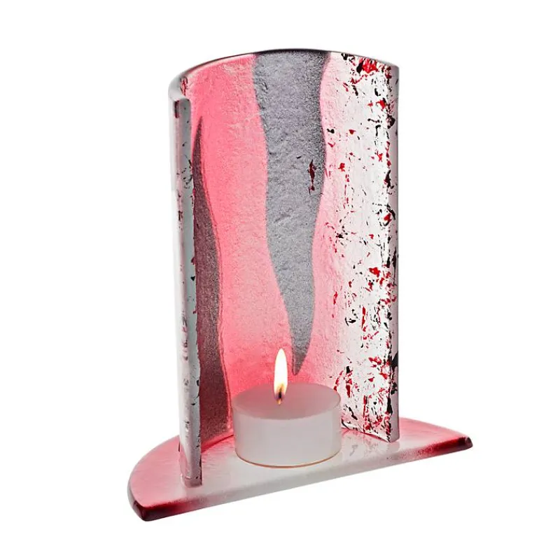 Valentienstag|Kerzenhalter^Art Glass Windlicht Kerzenhalter Tischdeko Terrasse Fusing Glas 15cm weiß rot Handmade