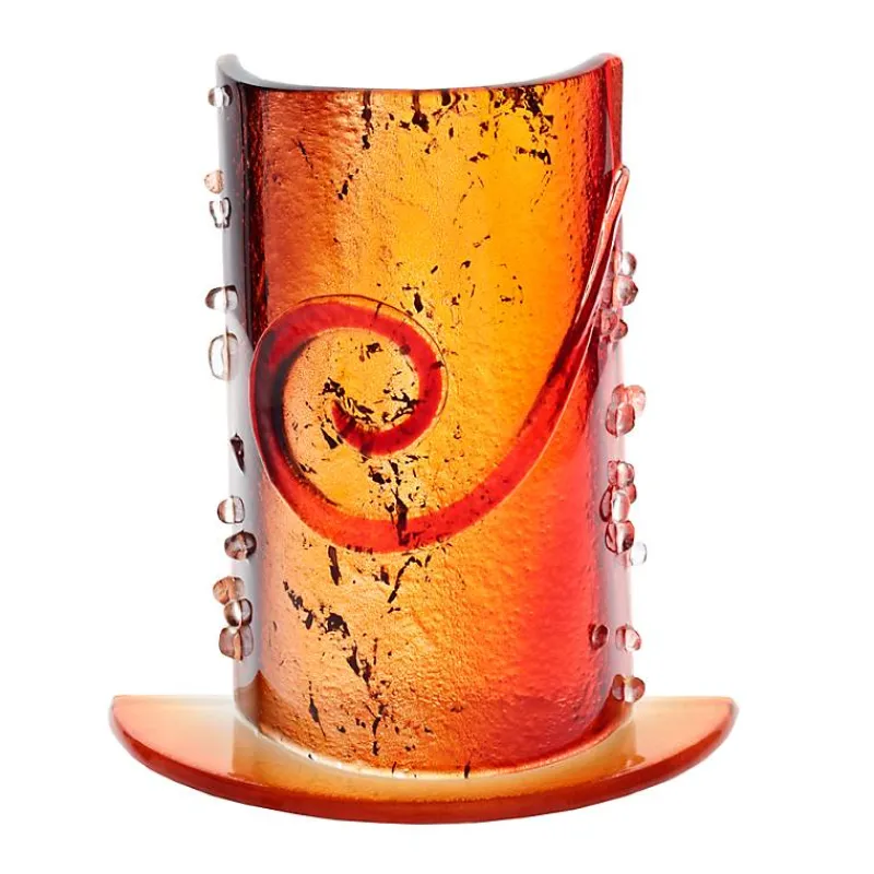 Kerzenhalter^Art Glass Windlicht Teelicht Kerzenhalter Tischdeko Terrasse Fusing Glas 15cm rot Handmade