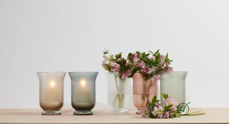 Frauen|Vasen^Glaswaren sonstige Windlicht Tischdekoration Glas Vase Pastell H 20 cm