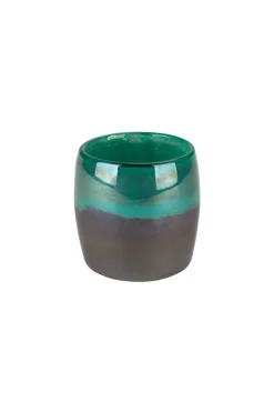 Kerzenhalter^Gift Company Windlicht Votivhalter Glas Übertopf Perlmutt grau/grün 9,5cm