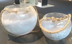 Schalen|Kerzenhalter^Glaswaren sonstige Windlicht zum hängen Rustic 20cm Schale Glasgefäß klar weiß mattiert