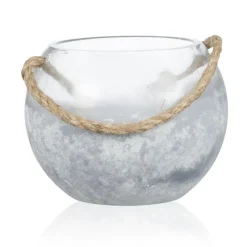 Schalen|Kerzenhalter^Glaswaren sonstige Windlicht zum hängen Rustic 15 cm Schale Glasgefäß klar weiß mattiert