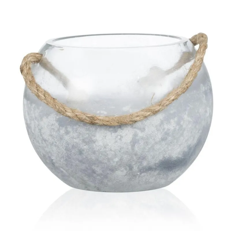 Schalen|Kerzenhalter^Glaswaren sonstige Windlicht zum hängen Rustic 15 cm Schale Glasgefäß klar weiß mattiert